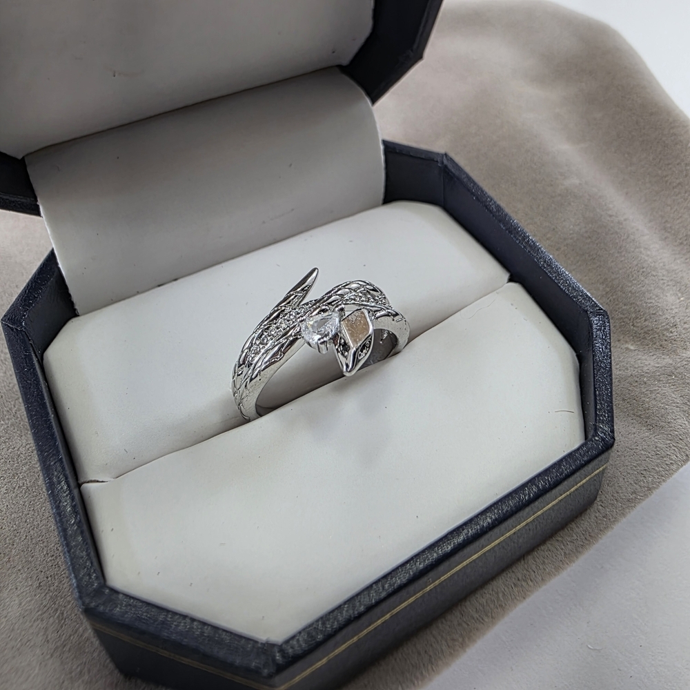 Snake Head Wrap Ring | Simulated Diamond | Gold Plated | Hypoallergenic